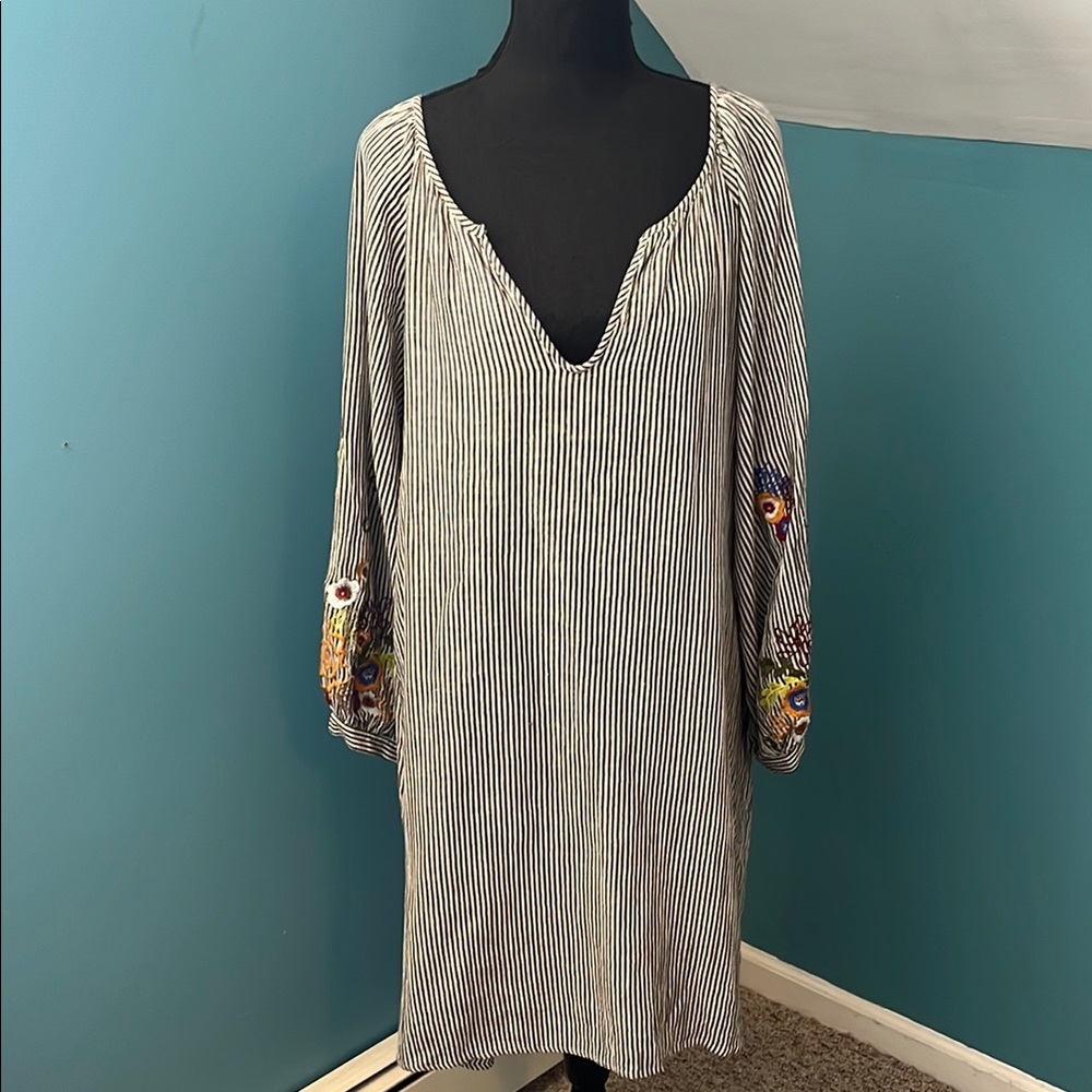 Anthropologie Feather Bone Lindsey Embroidered Tunic Dress Size Large - Picture 2 of 13